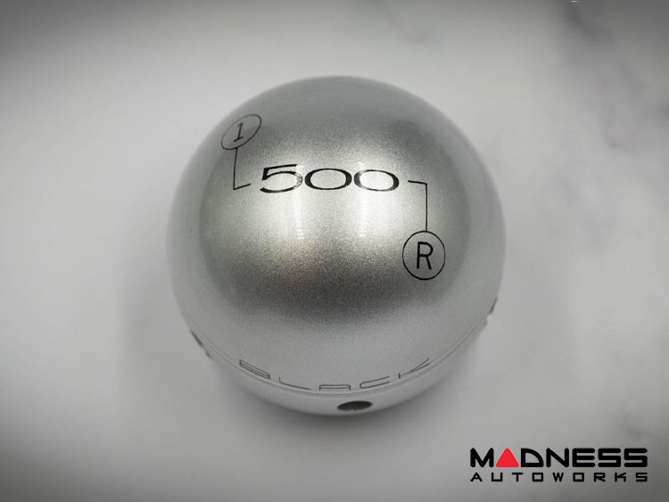 FIAT 500 Gear Shift Knob by BLACK Silver Top w/ Chrome Base